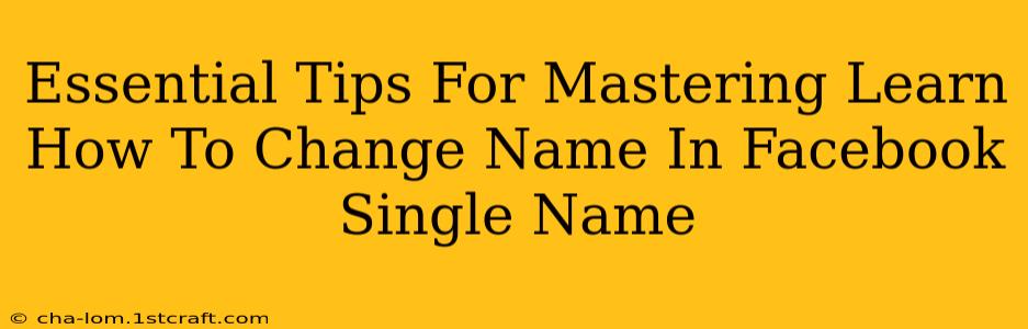 Essential Tips For Mastering Learn How To Change Name In Facebook Single Name