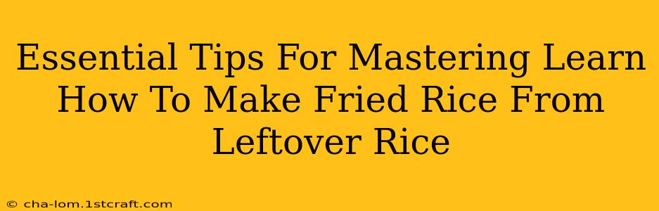 Essential Tips For Mastering Learn How To Make Fried Rice From Leftover Rice