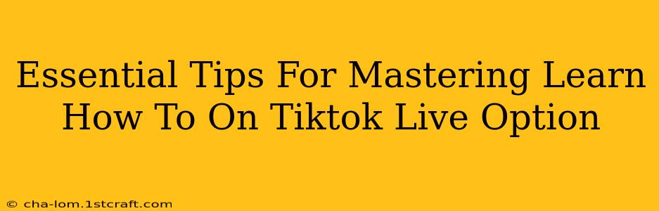 Essential Tips For Mastering Learn How To On Tiktok Live Option