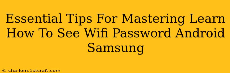 Essential Tips For Mastering Learn How To See Wifi Password Android Samsung