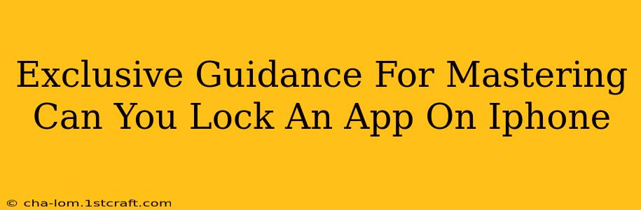 Exclusive Guidance For Mastering Can You Lock An App On Iphone