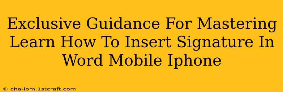 Exclusive Guidance For Mastering Learn How To Insert Signature In Word Mobile Iphone