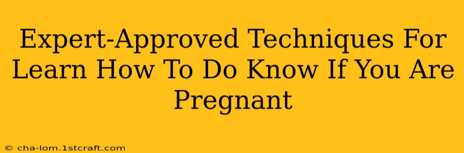 Expert-Approved Techniques For Learn How To Do Know If You Are Pregnant