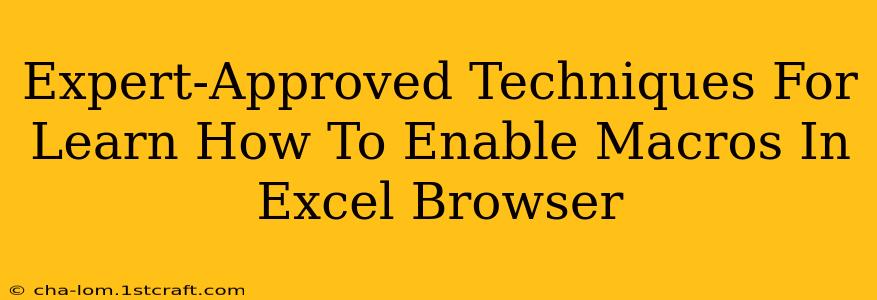 Expert-Approved Techniques For Learn How To Enable Macros In Excel Browser