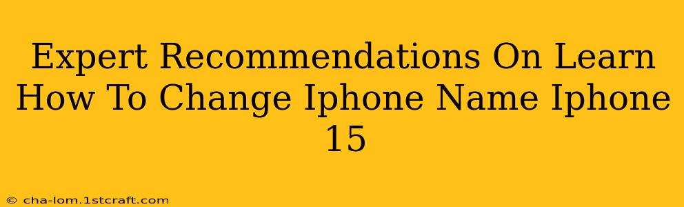 Expert Recommendations On Learn How To Change Iphone Name Iphone 15