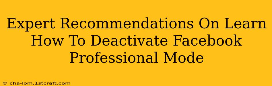 Expert Recommendations On Learn How To Deactivate Facebook Professional Mode