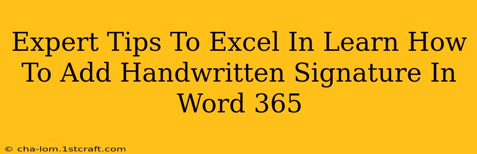 Expert Tips To Excel In Learn How To Add Handwritten Signature In Word 365