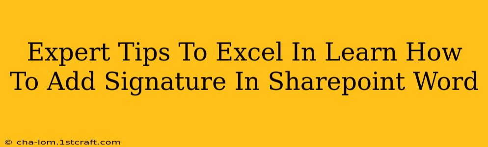 Expert Tips To Excel In Learn How To Add Signature In Sharepoint Word