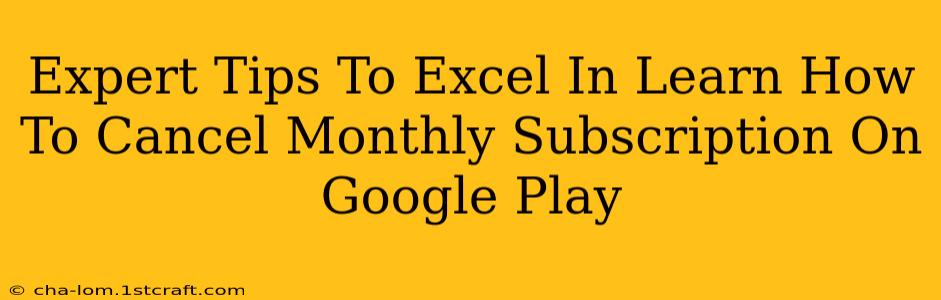 Expert Tips To Excel In Learn How To Cancel Monthly Subscription On Google Play