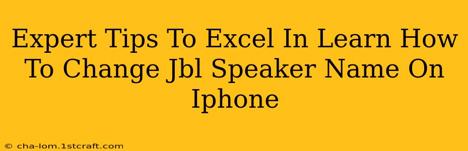 Expert Tips To Excel In Learn How To Change Jbl Speaker Name On Iphone