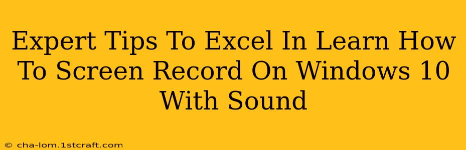 Expert Tips To Excel In Learn How To Screen Record On Windows 10 With Sound