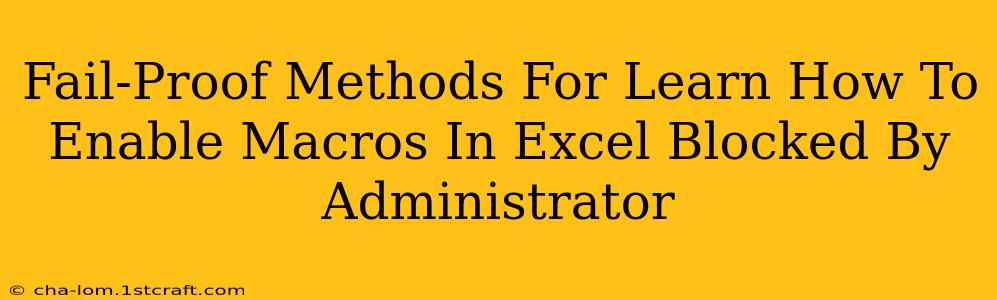 Fail-Proof Methods For Learn How To Enable Macros In Excel Blocked By Administrator