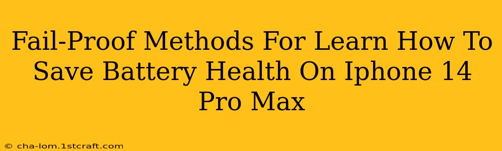 Fail-Proof Methods For Learn How To Save Battery Health On Iphone 14 Pro Max