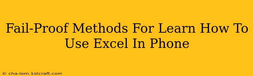 Fail-Proof Methods For Learn How To Use Excel In Phone