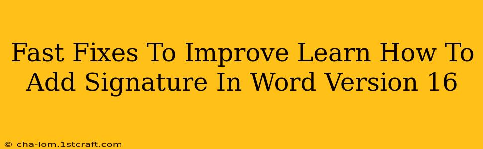 Fast Fixes To Improve Learn How To Add Signature In Word Version 16