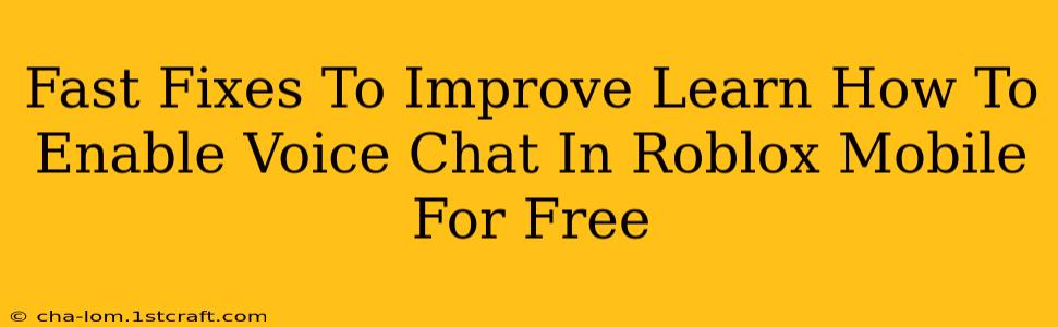 Fast Fixes To Improve Learn How To Enable Voice Chat In Roblox Mobile For Free