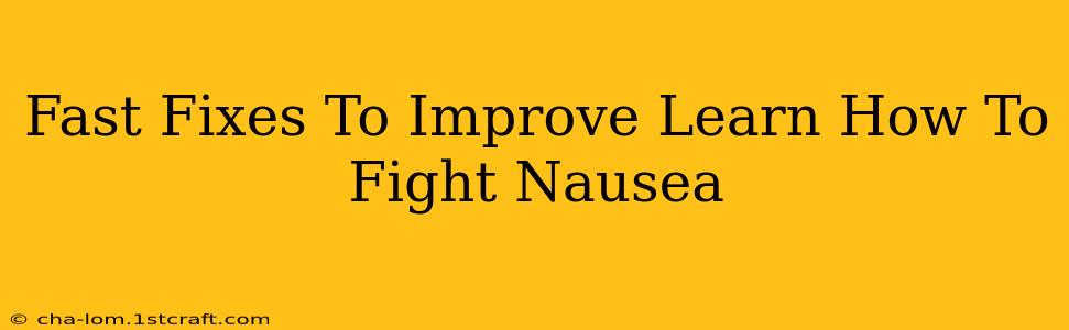 Fast Fixes To Improve Learn How To Fight Nausea