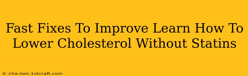 Fast Fixes To Improve Learn How To Lower Cholesterol Without Statins