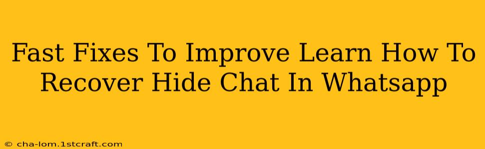 Fast Fixes To Improve Learn How To Recover Hide Chat In Whatsapp