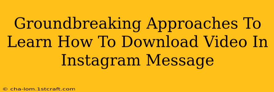 Groundbreaking Approaches To Learn How To Download Video In Instagram Message