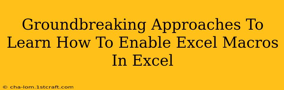 Groundbreaking Approaches To Learn How To Enable Excel Macros In Excel