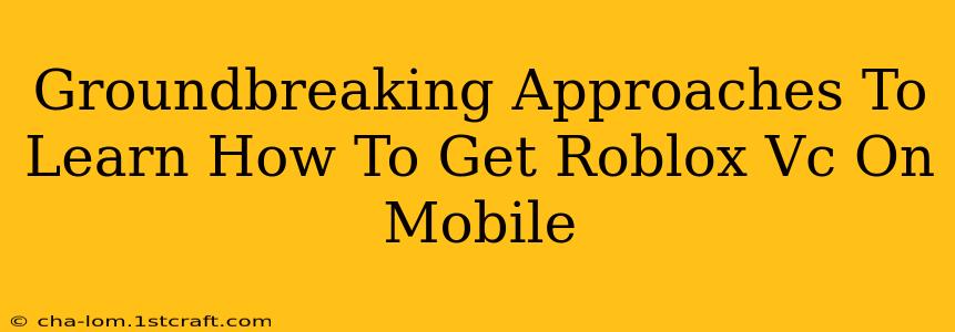 Groundbreaking Approaches To Learn How To Get Roblox Vc On Mobile