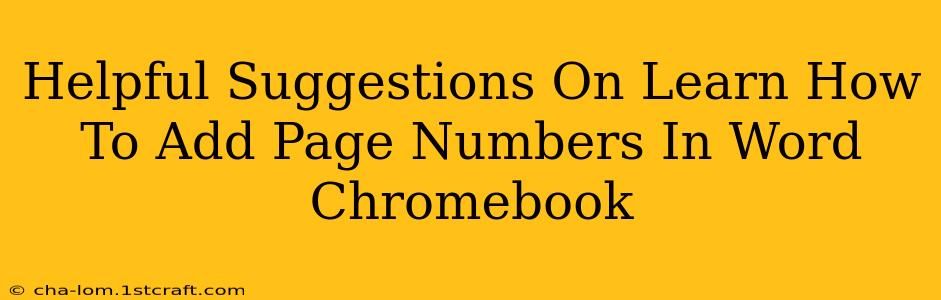 Helpful Suggestions On Learn How To Add Page Numbers In Word Chromebook