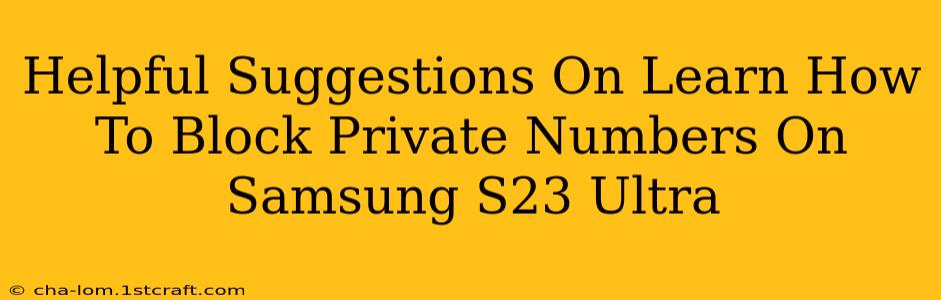 Helpful Suggestions On Learn How To Block Private Numbers On Samsung S23 Ultra