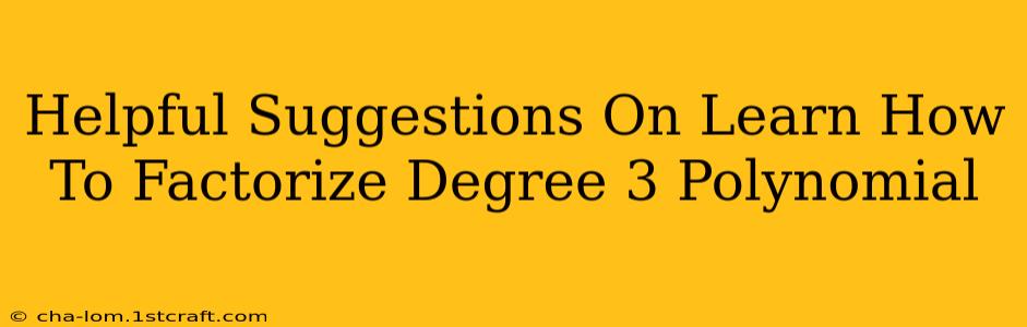 Helpful Suggestions On Learn How To Factorize Degree 3 Polynomial