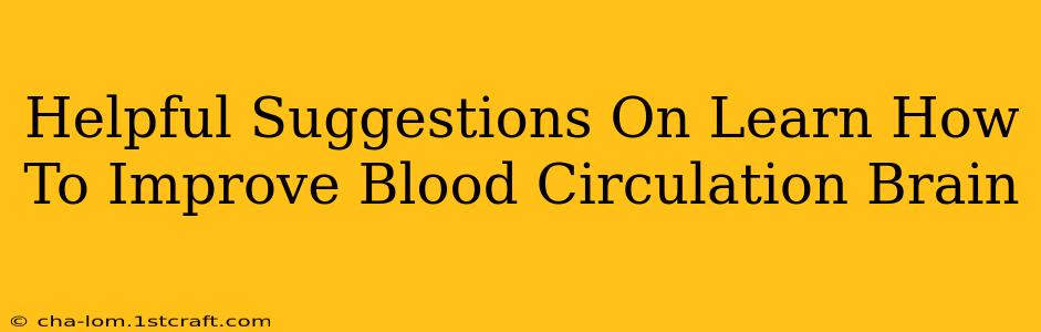 Helpful Suggestions On Learn How To Improve Blood Circulation Brain