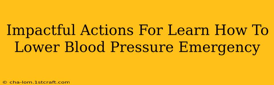 Impactful Actions For Learn How To Lower Blood Pressure Emergency