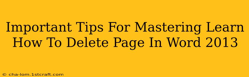 Important Tips For Mastering Learn How To Delete Page In Word 2013