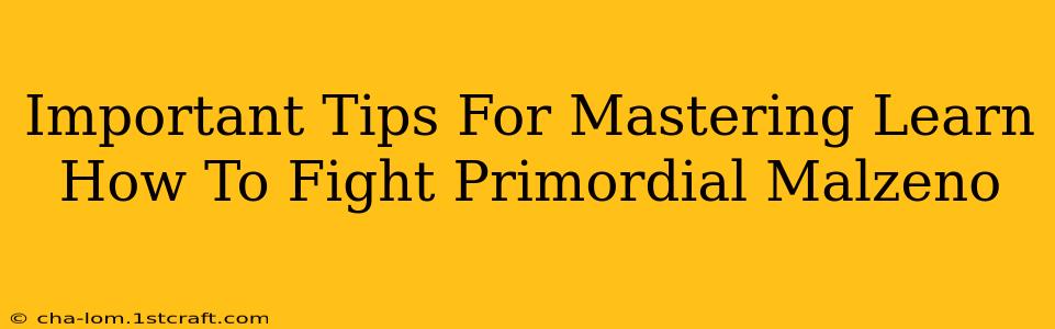 Important Tips For Mastering Learn How To Fight Primordial Malzeno