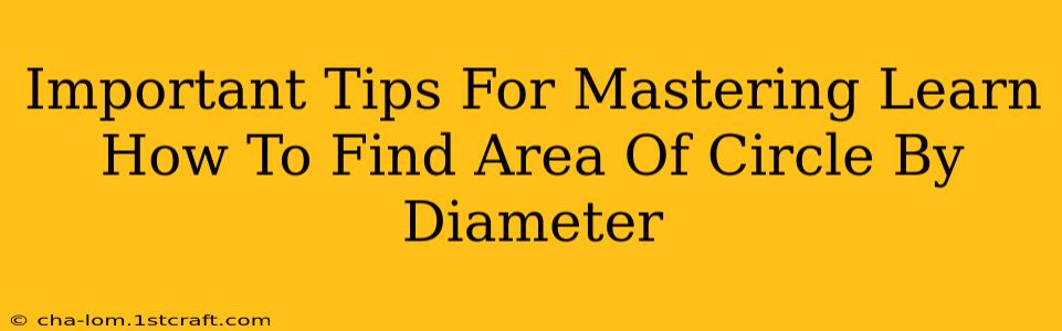 Important Tips For Mastering Learn How To Find Area Of Circle By Diameter