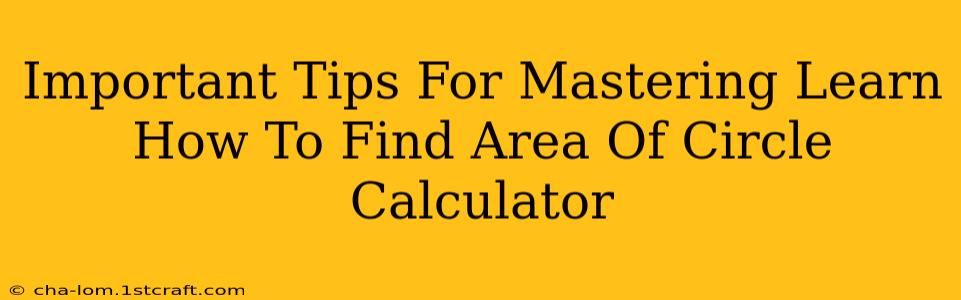 Important Tips For Mastering Learn How To Find Area Of Circle Calculator