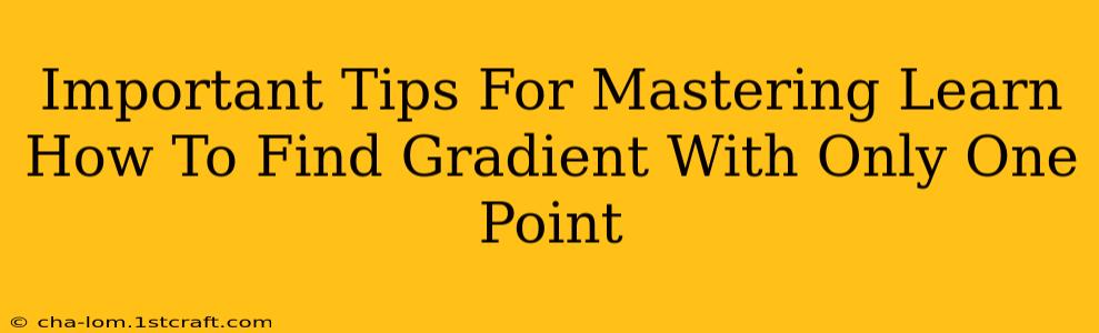 Important Tips For Mastering Learn How To Find Gradient With Only One Point