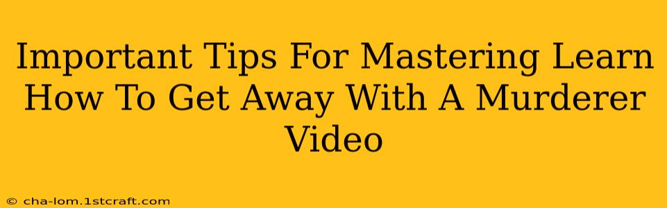 Important Tips For Mastering Learn How To Get Away With A Murderer Video