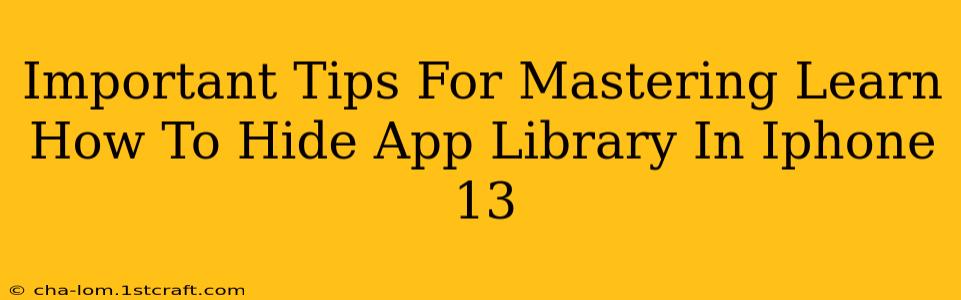 Important Tips For Mastering Learn How To Hide App Library In Iphone 13