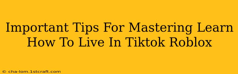 Important Tips For Mastering Learn How To Live In Tiktok Roblox