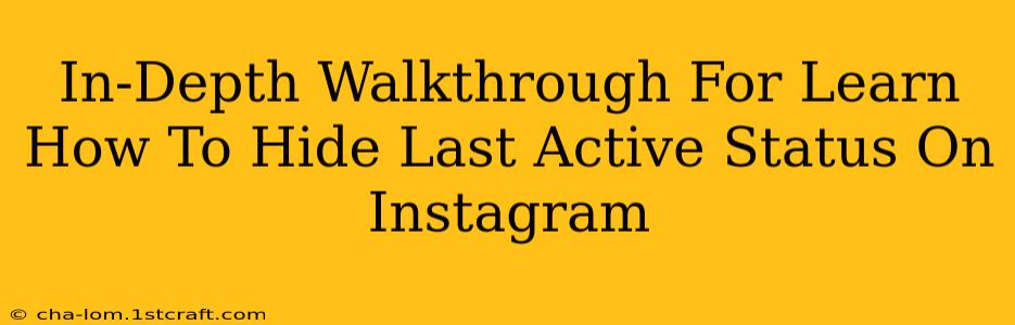 In-Depth Walkthrough For Learn How To Hide Last Active Status On Instagram