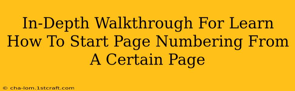 In-Depth Walkthrough For Learn How To Start Page Numbering From A Certain Page