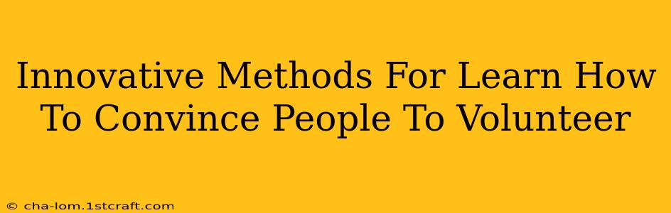 Innovative Methods For Learn How To Convince People To Volunteer