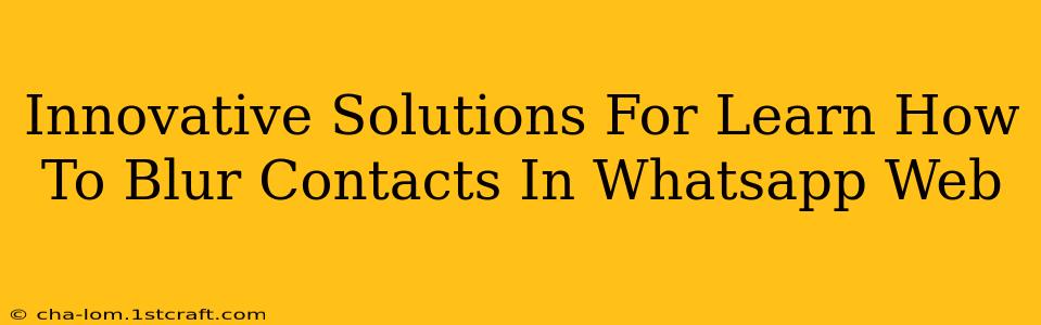 Innovative Solutions For Learn How To Blur Contacts In Whatsapp Web