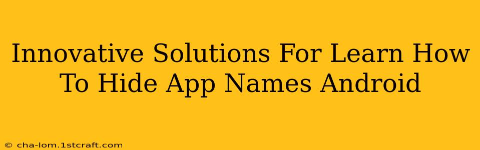 Innovative Solutions For Learn How To Hide App Names Android