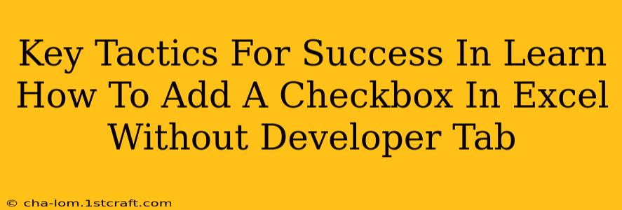 Key Tactics For Success In Learn How To Add A Checkbox In Excel Without Developer Tab