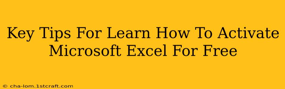 Key Tips For Learn How To Activate Microsoft Excel For Free