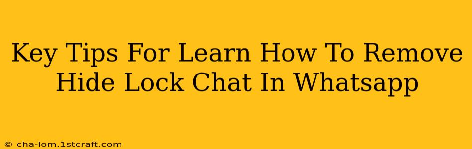 Key Tips For Learn How To Remove Hide Lock Chat In Whatsapp