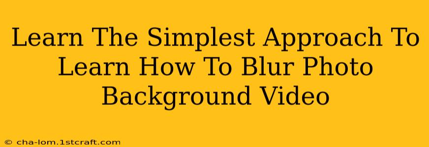 Learn The Simplest Approach To Learn How To Blur Photo Background Video