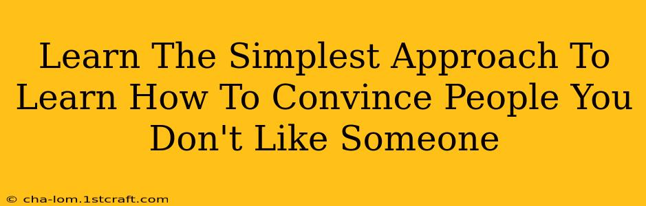 Learn The Simplest Approach To Learn How To Convince People You Don't Like Someone