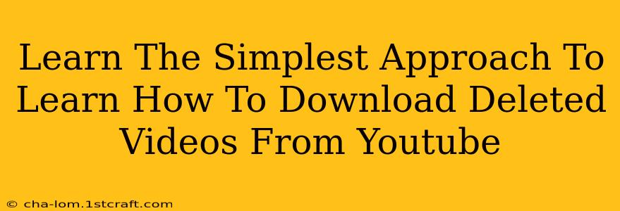 Learn The Simplest Approach To Learn How To Download Deleted Videos From Youtube